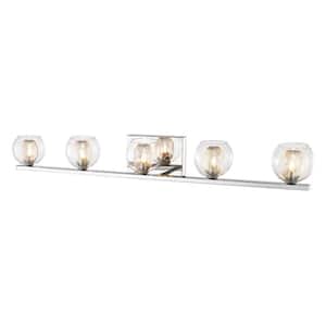 Auge 40.55 in. 5 Light Chrome Vanity Light with Clear and Mesh Glass Shade with Bulbs Included