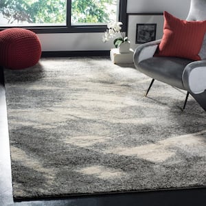 Retro Grey/Ivory 6 ft. x 9 ft. Solid Area Rug