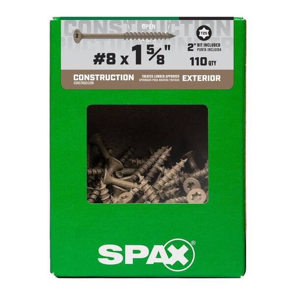 SPAX #8 x 1-5/8 in. Tan PowerDrive Exterior T25 T-Star Flat Head