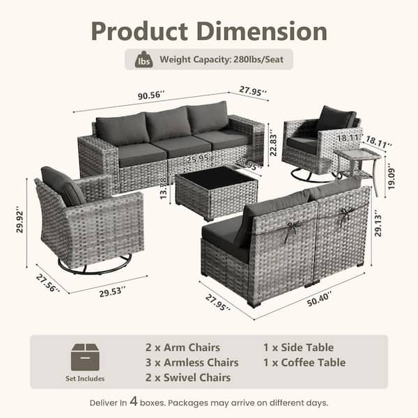 HOOOWOOO Howell 9-Piece Wicker Outdoor Furniture Patio