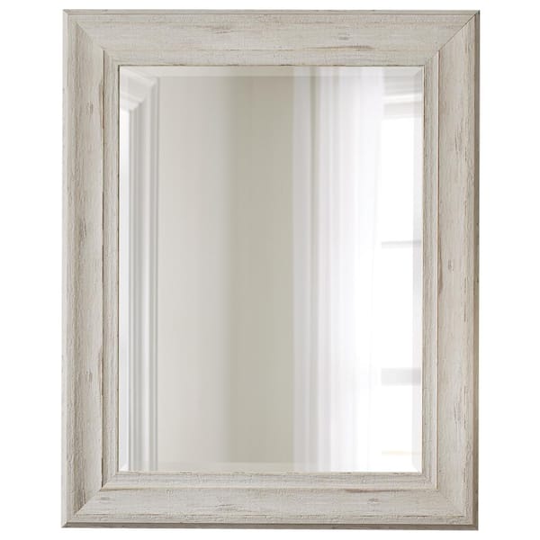 Home Decorators Collection Medium Rectangle White Beveled Glass  Contemporary Mirror (40 in. H x 32 in. W) M247WW 9933 The Home Depot