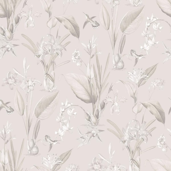 Unbranded Secret Garden Greige and Beige Beautiful Botantical Non-Woven Paper Non-Pasted Wallpaper Roll (Covers 57.75 sq.ft.)