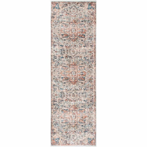 StyleWell Janessa Croix Medallion Beige 2 ft. x 12 ft. Rectangle Indoor Runner Rug
