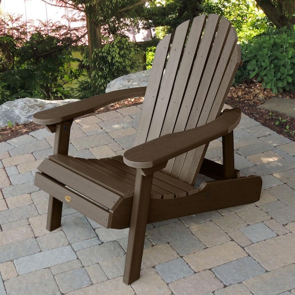 Hamilton Weathered Acorn Folding and Reclining Plastic Adirondack Chair