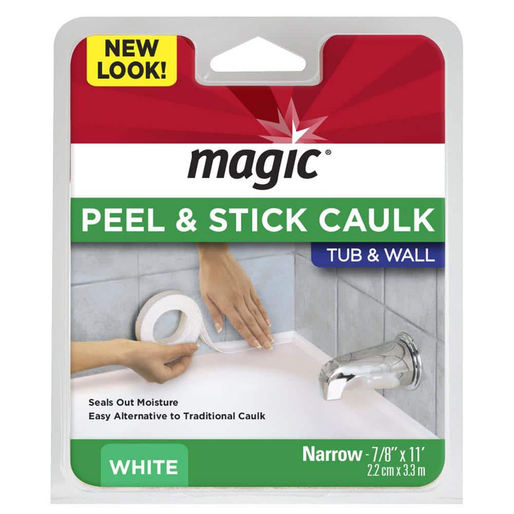 Magic 7/8 in. x 11 ft. Tub and Wall, Peel and Stick Caulk Strip in White  3014 - The Home Depot