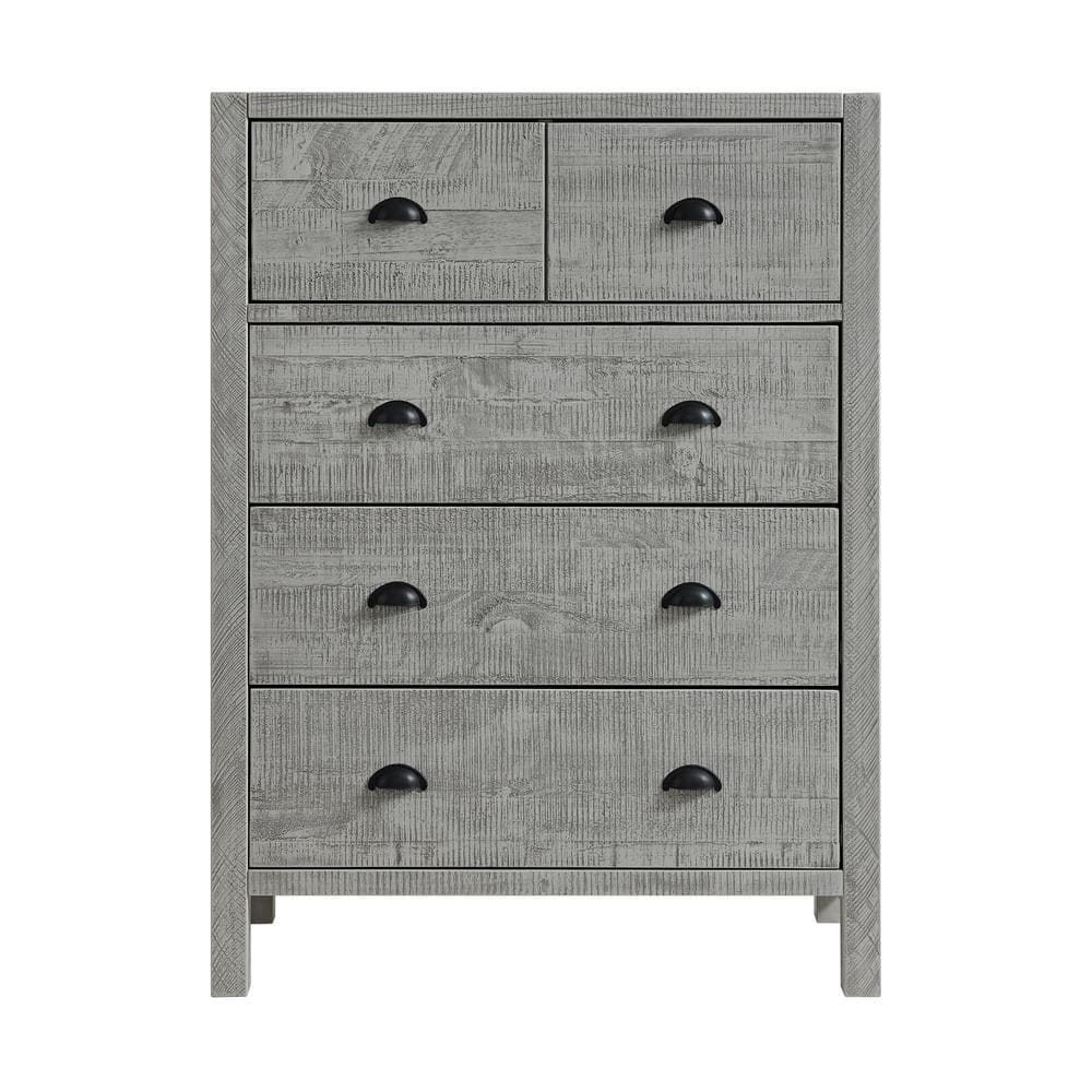 Arden Driftwood Gray Pine Wood 4-Piece King Bedroom Set
