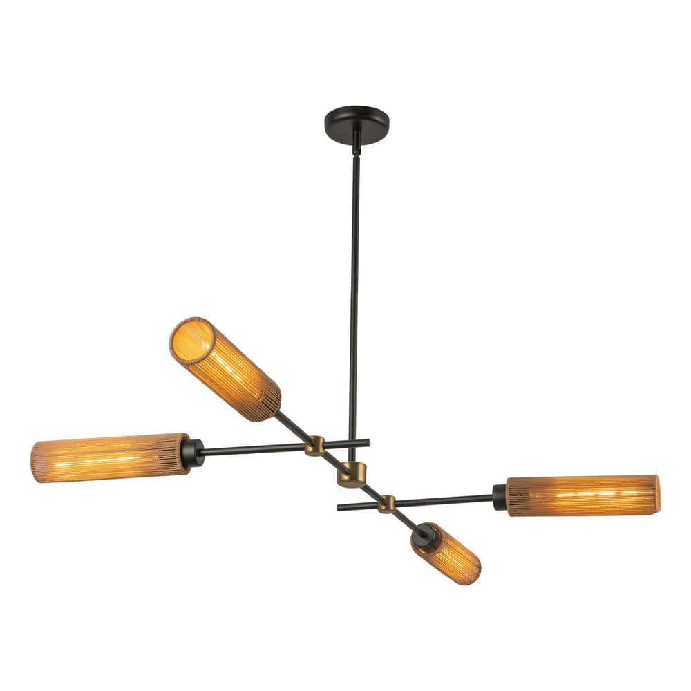 Colby 52-in 4 Light MAX 8 LED-Watt Matte Black/Tan Jute Pendant Light price history on PriceWatchPro