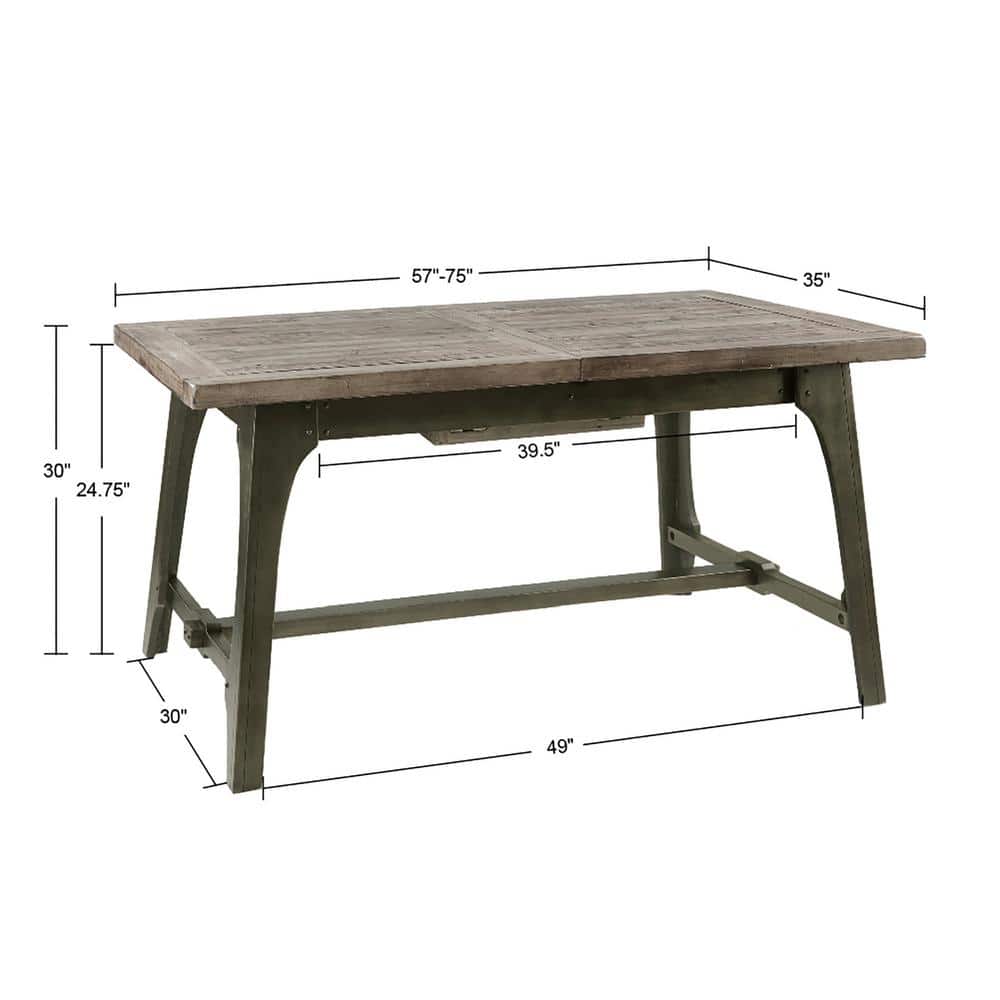 Reclaimed Wood Retro Extendable Dining Table, 59" Gray