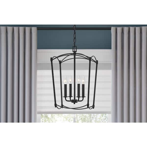 Home Decorators Collection Marston 4-Light Matte Black Pendant