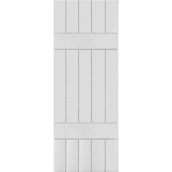 Ekena Millwork 18 in. x 32 in. Exterior Real Wood Pine Board and Batten Shutters Pair Primed