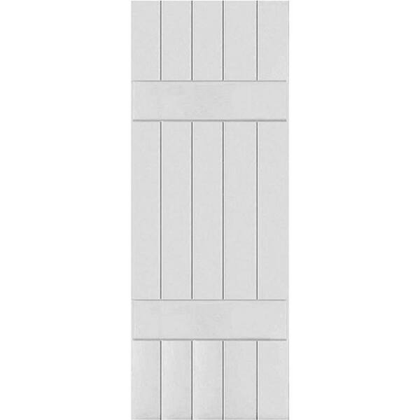 Ekena Millwork 18" x 43" Exterior Five Board (2 Batten) Real Wood Cedar Board-n-Batten Shutters (Per Pair), Primed
