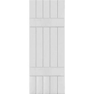 18 in. x 45 in. Exterior Real Wood Pine Board and Batten Shutters Pair Primed