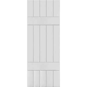 18 in. x 60 in. Exterior Real Wood Pine Board & Batten Shutters Pair Primed