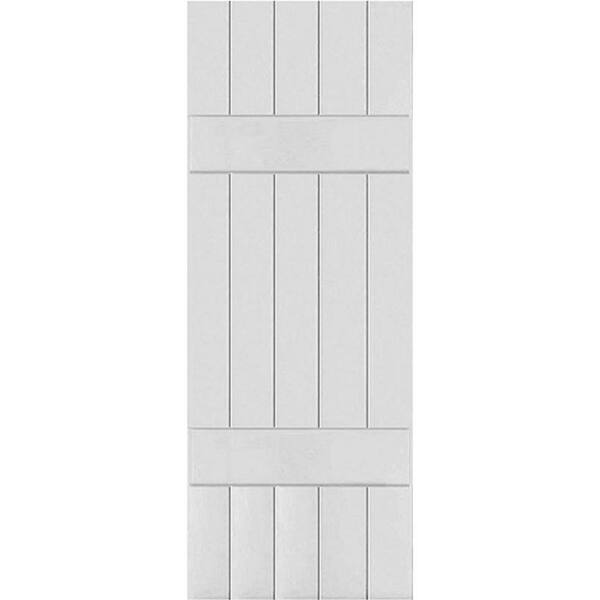 Ekena Millwork 18 in. x 61 in. Exterior Real Wood Pine Board and Batten Shutters Pair Primed