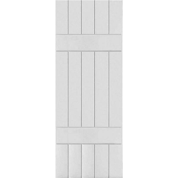 Ekena Millwork 18" x 67" Exterior Five Board (2 Batten) Real Wood Cedar Board-n-Batten Shutters (Per Pair), Primed