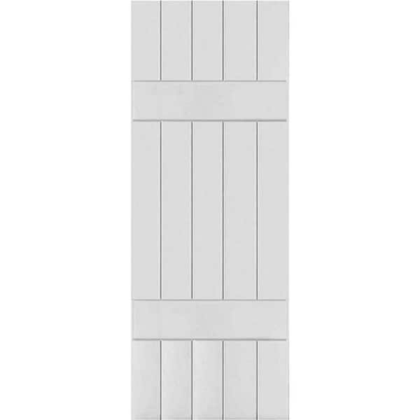 Ekena Millwork 18 in. x 74 in. Exterior Real Wood Pine Board and Batten Shutters Pair Primed