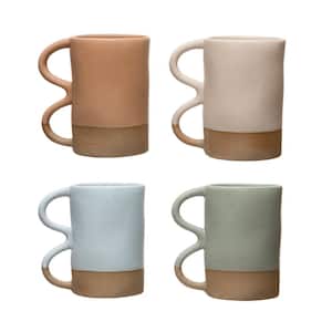 24 oz. Multi-Colored Stoneware Tea Cups (Set of 4 Styles)