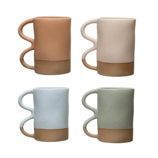 Storied Home 24 oz. Multi-Colored Stoneware Tea Cups (Set of 4 Styles)
