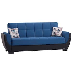 Basics Air Collection Convertible 87 in. Turquoise/Black Microfiber 3-Seater Twin Sleeper Sofa Bed with Storage