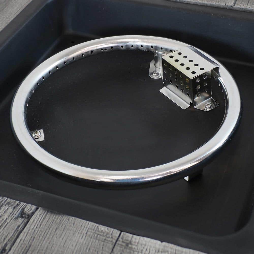 Gray Weathered Wood Look Propane Gas Fire Pit Table