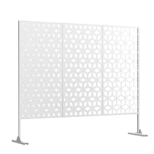 48 in. W x75 in. H White Galvanized Outdoor Decorative Privacy Screen Panels
