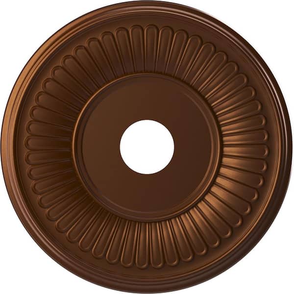 Ekena Millwork 19" OD x 3-1/2" ID x 1" P Berkshire Thermoformed PVC Ceiling Medallion Fits Canopies up to 8-3/8", Metallic Dark Copper