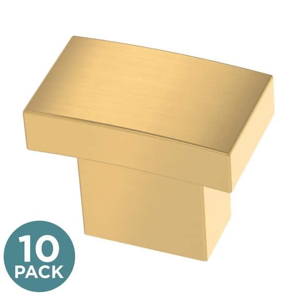 (10-Pack) Bold Arch 1-1/4 in. (32 mm) Modern Gold Rectangle Cabinet Knobs