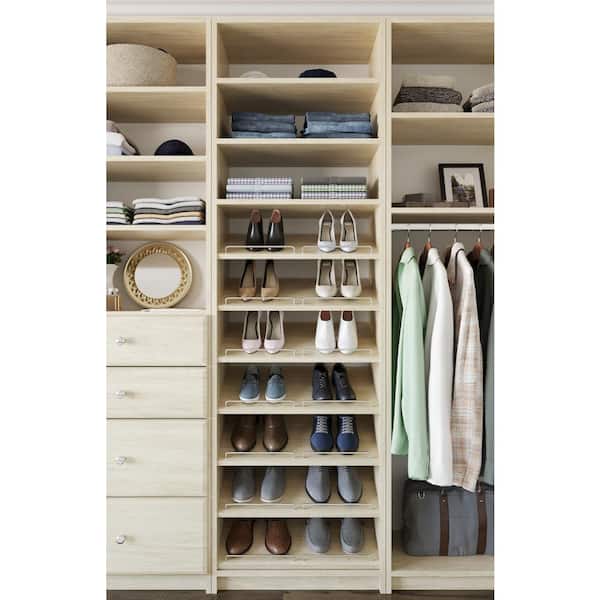 14 in. W D x 25.375 in. W x 84 in. H Wheat Shoe Storage Tower Wood Closet System