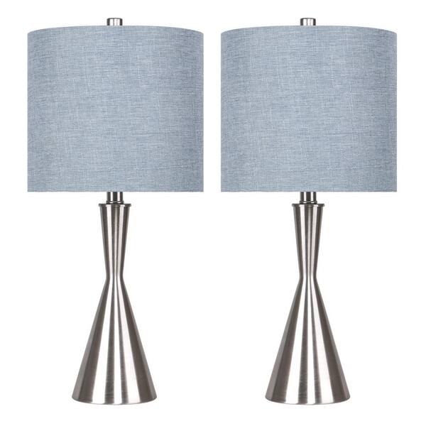 Grandview Gallery 23 In. Brushed Nickel Table Lamps With Hourglass Body 