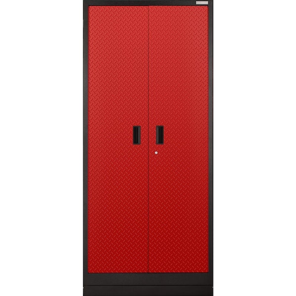 Premier 36 in. W x 84 in. H x 24 in. D 18 Gauge 4-Shelf Welded Steel Freestanding Cabinet in Red Tread