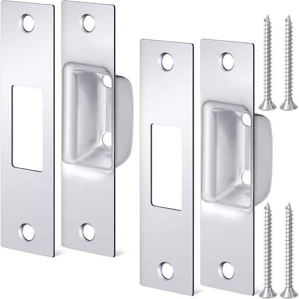 2-Pack 1-1/4 x 4-7/8 in. Chrome Plated Iron Mortise Lock Strike Plate for Door Security