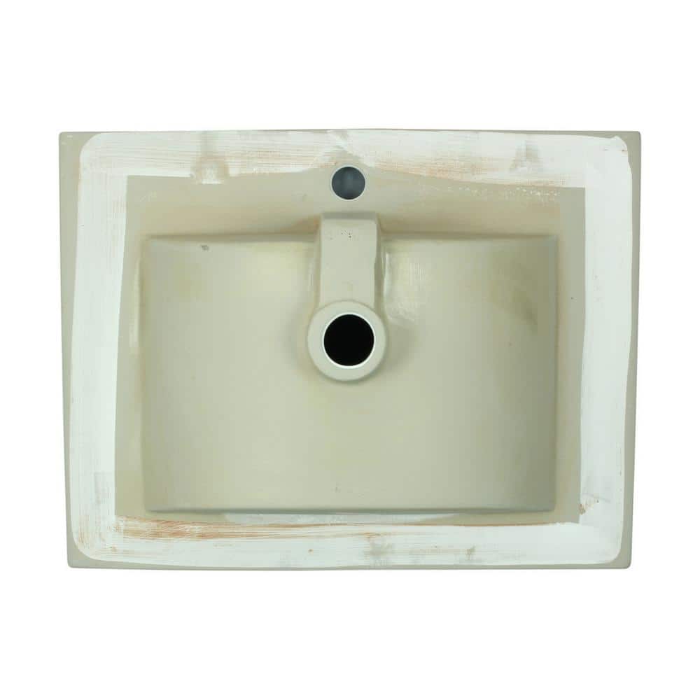 Luke White Ceramic Rectangular Drop-In Bathroom Sink