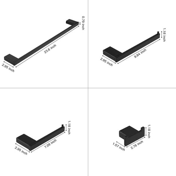 5-Piece Bathroom Hardware Set with Towel Bar Set Modern Stainless Steel Bathroom Accessories Set in Matte Black