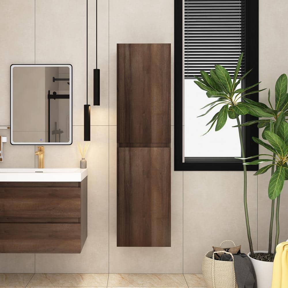 15-3/4 in. W x 67 in. H x 12 in. D Bathroom Linen Storage Cabinet with Mirror in Gray Oak 15-3/4 in. W x 67 in. H x 12 in. D Bathroom Linen Storage Cabinet with Mirror in Gray Oak