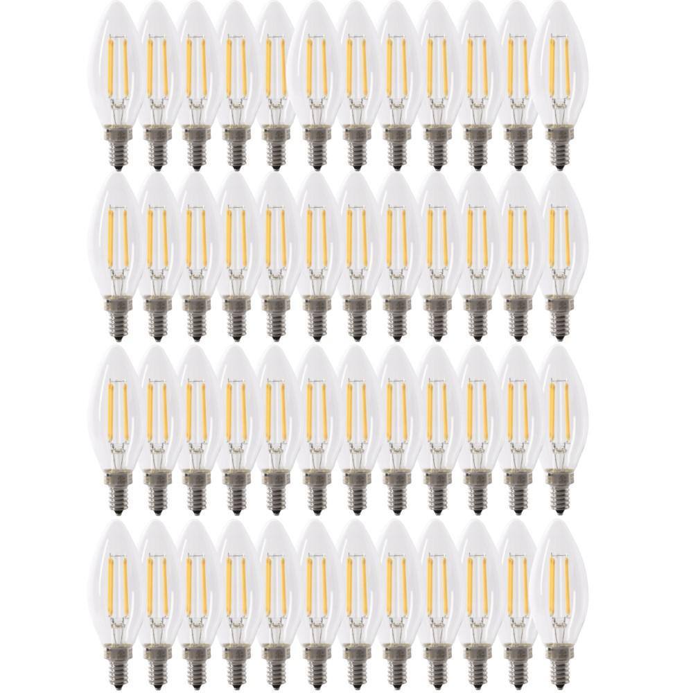 100-Watt Equivalent B10 E12 Candelabra Dimmable Filament CEC Clear Chandelier LED Light Bulb Daylight 5000K (48-Pack) price history on PriceWatchPro