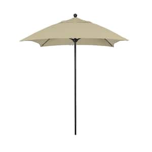 6 ft. Square Black Aluminum Commercial Market Patio Umbrella with Fiberglass Ribs Push Lift in Antique Beige Sunbrella