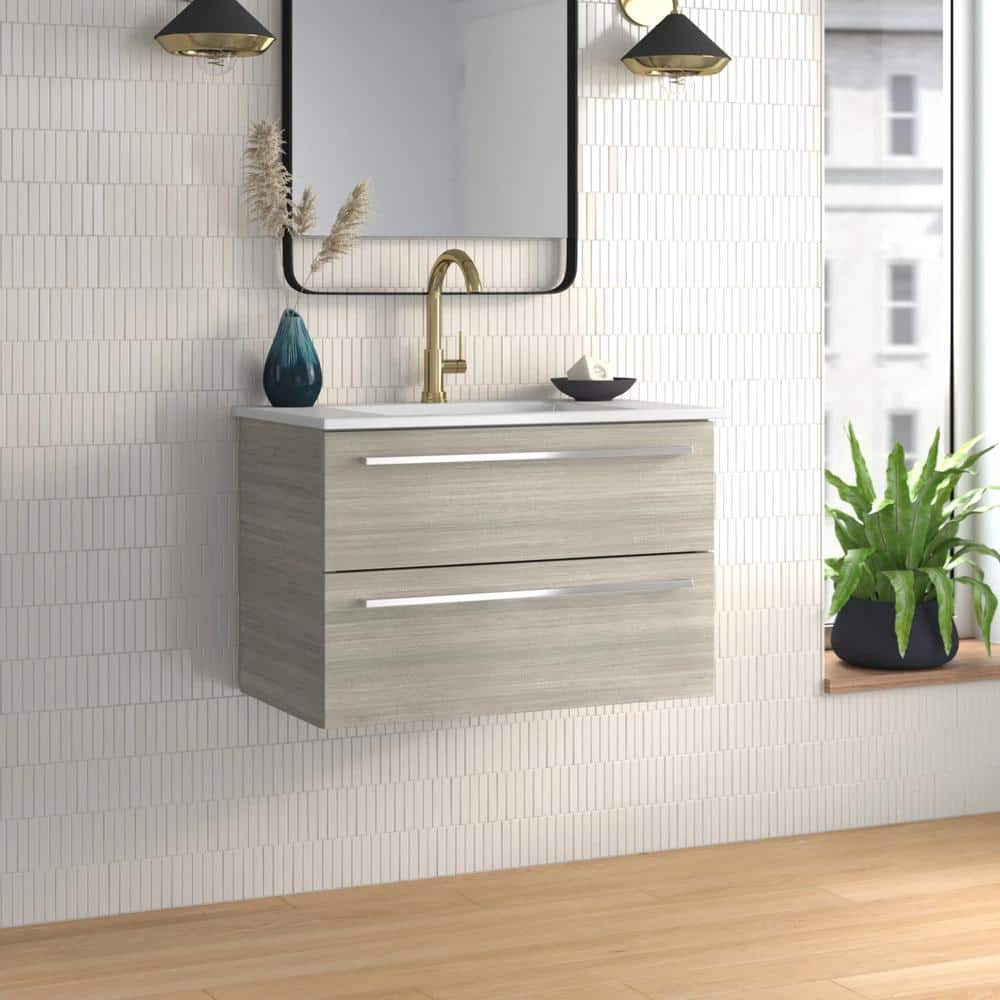White Chocolate 30" Wall-Mount Single Sink Vanity with Marble Top