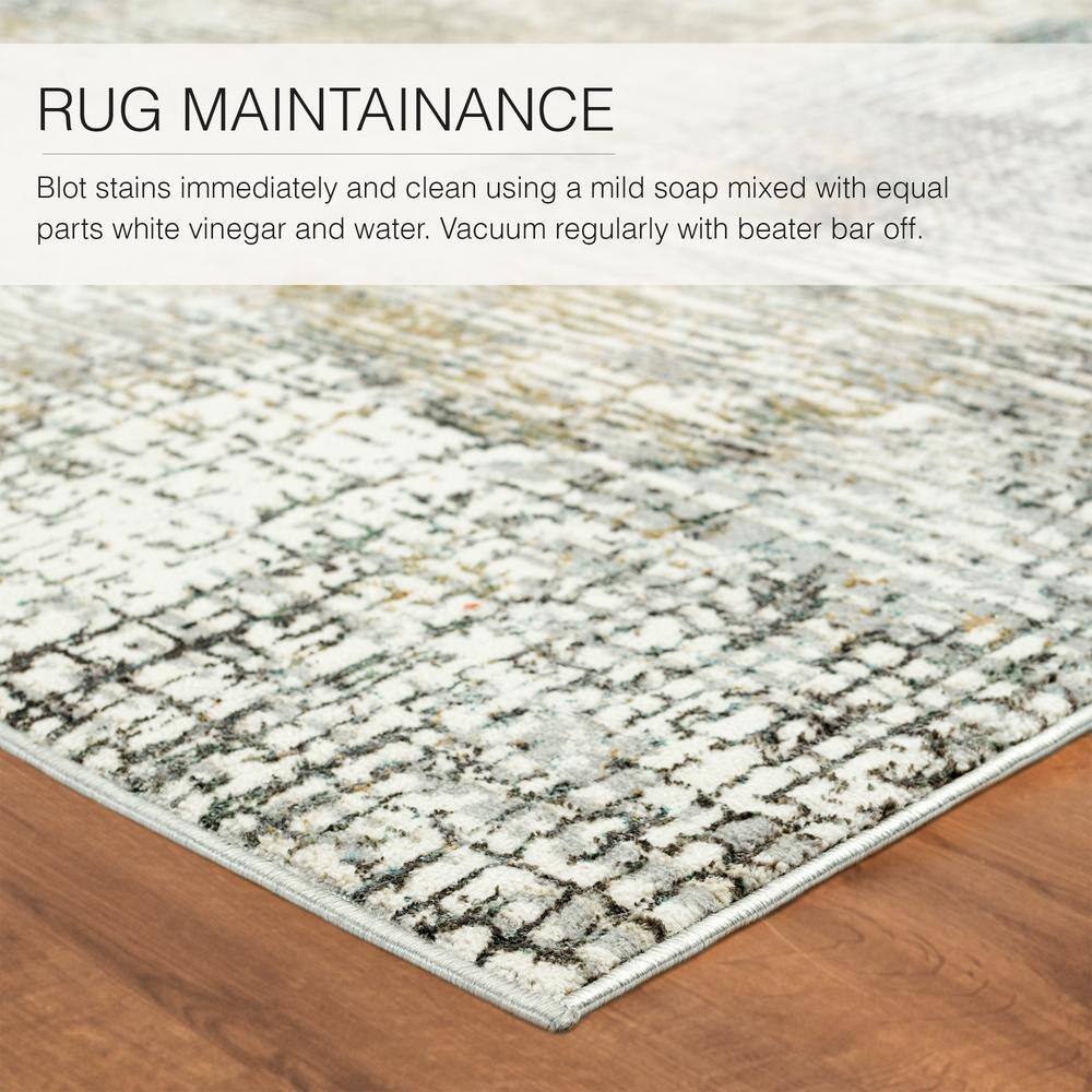 Gray Abstract 8' x 10' Stain-Resistant Synthetic Area Rug