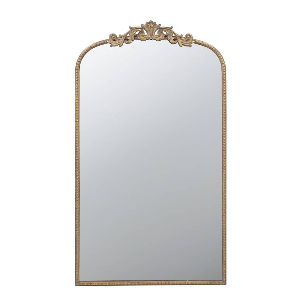24 in. W x 42 in. H Gold Baroque Inspired Arch Iron Frame Mirror