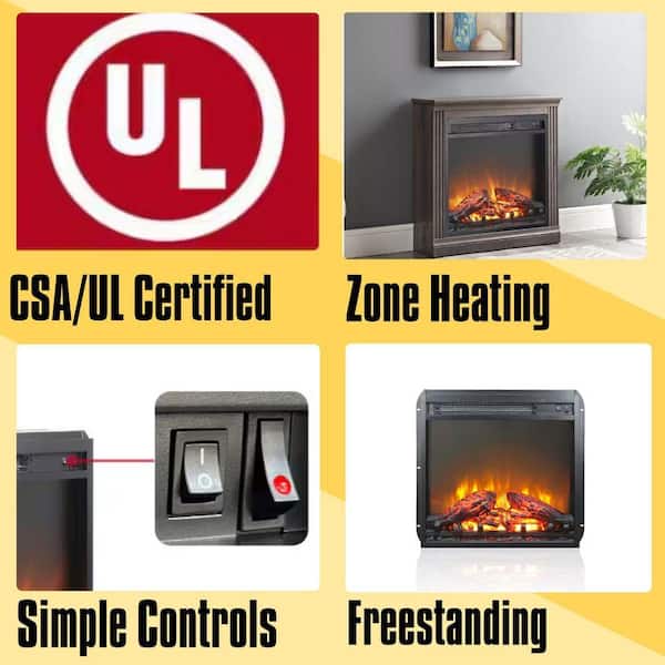 ToolCat 18 in. Electric Fireplace Insert, Ultra Thin Heater with