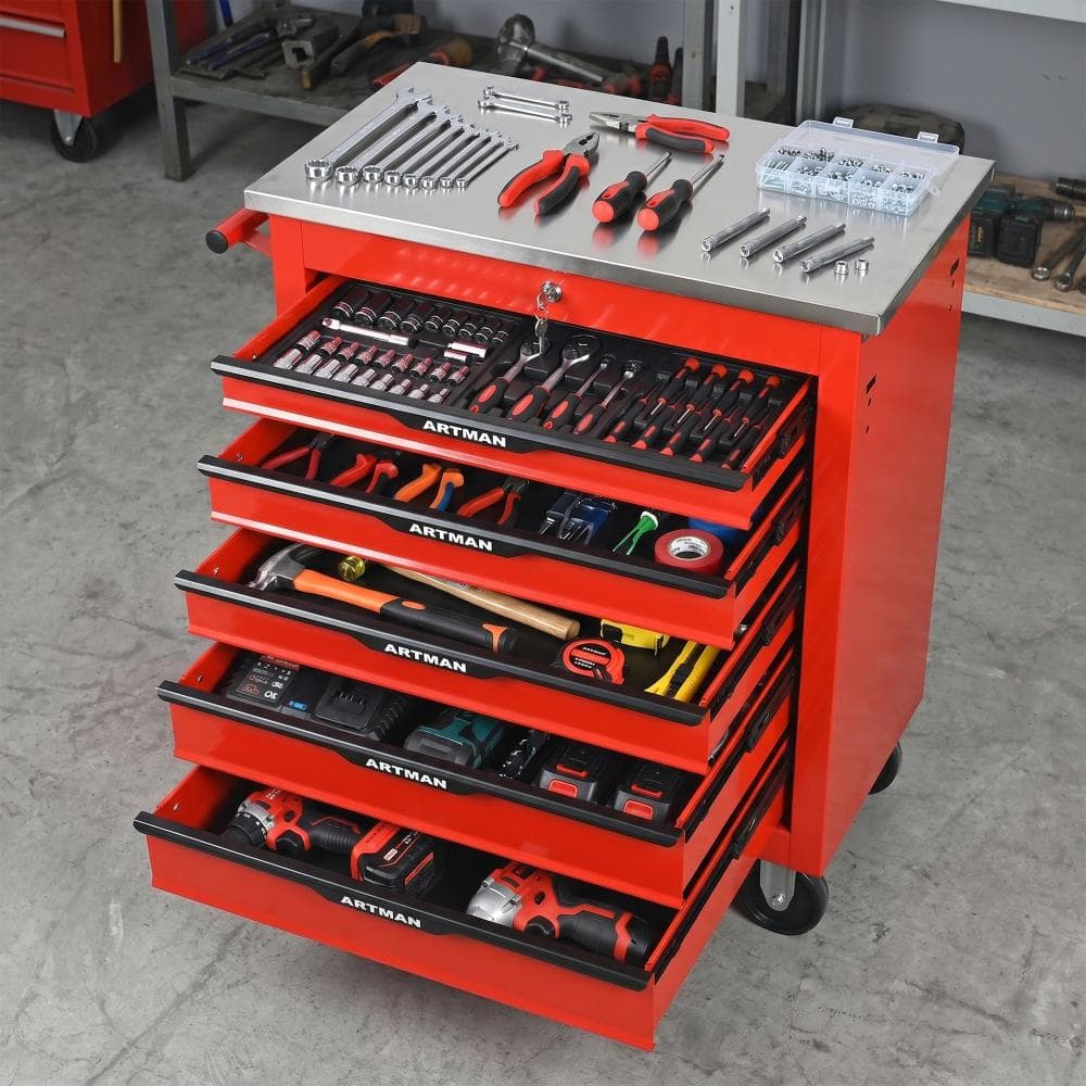 Tool Storage Red 5-Drawer Rolling Tool Chests,Powder-Coated Steel Tool Cart, Ball-Bearing Drawers price history on PriceWatchPro