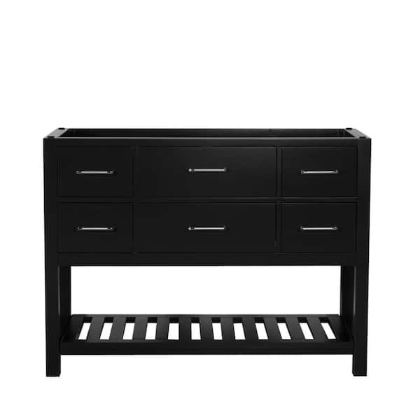 Unbranded Santa Monica 48 in. W x 18 in. D x 35 in. H Bath Vanity Cabinet Only without Top in Black