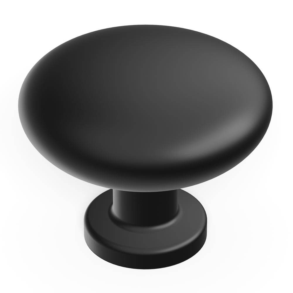Matte Black Aluminum Round Cabinet Knob with Mounting Hardware