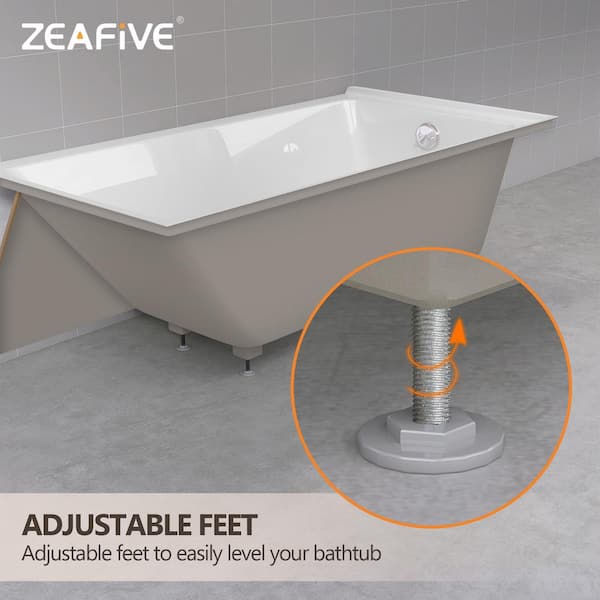 Zeafive Tco 60 in. x 30 in. Soaking Bathtub with Right
