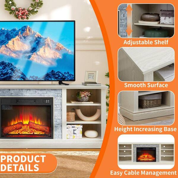 ToolCat 70 in. Freestanding Electric Fireplace TV Stand with