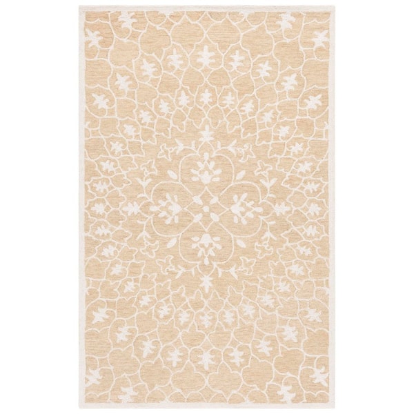 Metro 5 ft. x 8 ft. Gold/Ivory Moroccan Floral Trellis Area Rug