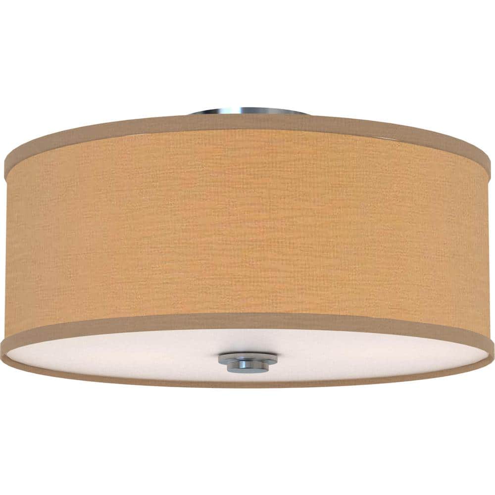 Brushed Nickel Glass Drum LED Ceiling Fixture