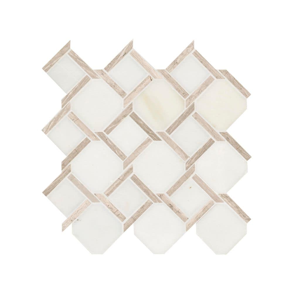 Marbella Lynx 12 in. x 12 in. Polished Marble Mesh-Mounted Mosaic Floor and Wall Tile (10 sq. ft./Case) price history on PriceWatchPro