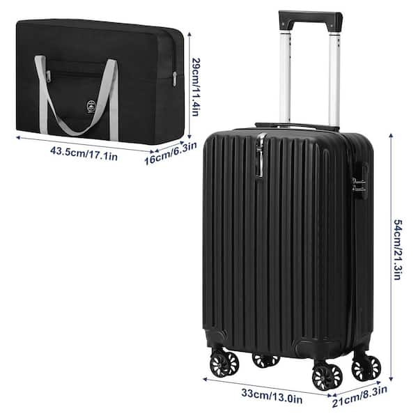 HIKOLAYAE 2 Piece PP Black Hardside Spinner Luggage Set with