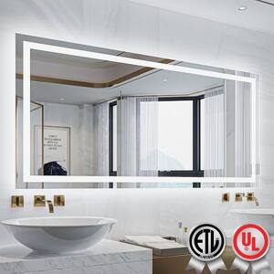 88in. W x 38 in. H Rectangular Frameless Wall Bathroom Vanity Mirror with Backlit and Front Light